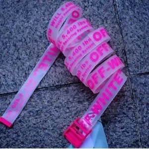 Off-White Rubber Industrial Logo Belt fuschia Off-White Virgil Abloh Transparent and Fuschia Rubber  main image 4
